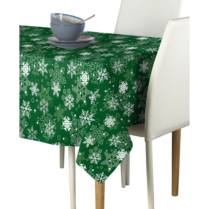 The Holiday Aisle® Elrod Snowflakes Milliken Signature Tablecloth